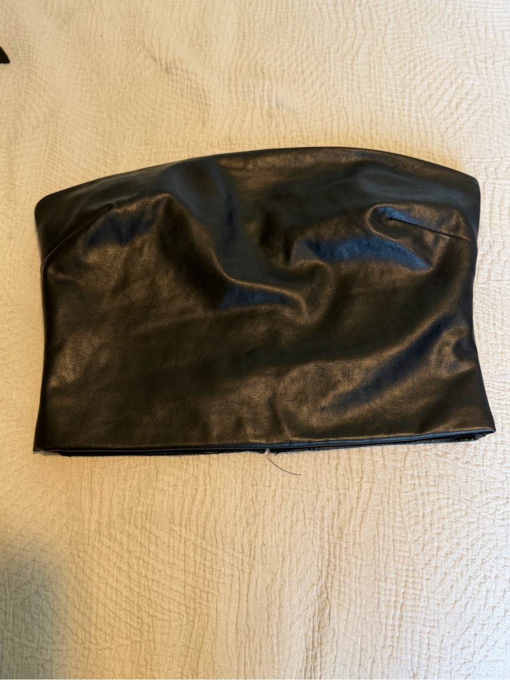 Aritzia Black Faux Leather Strapless Tube Top